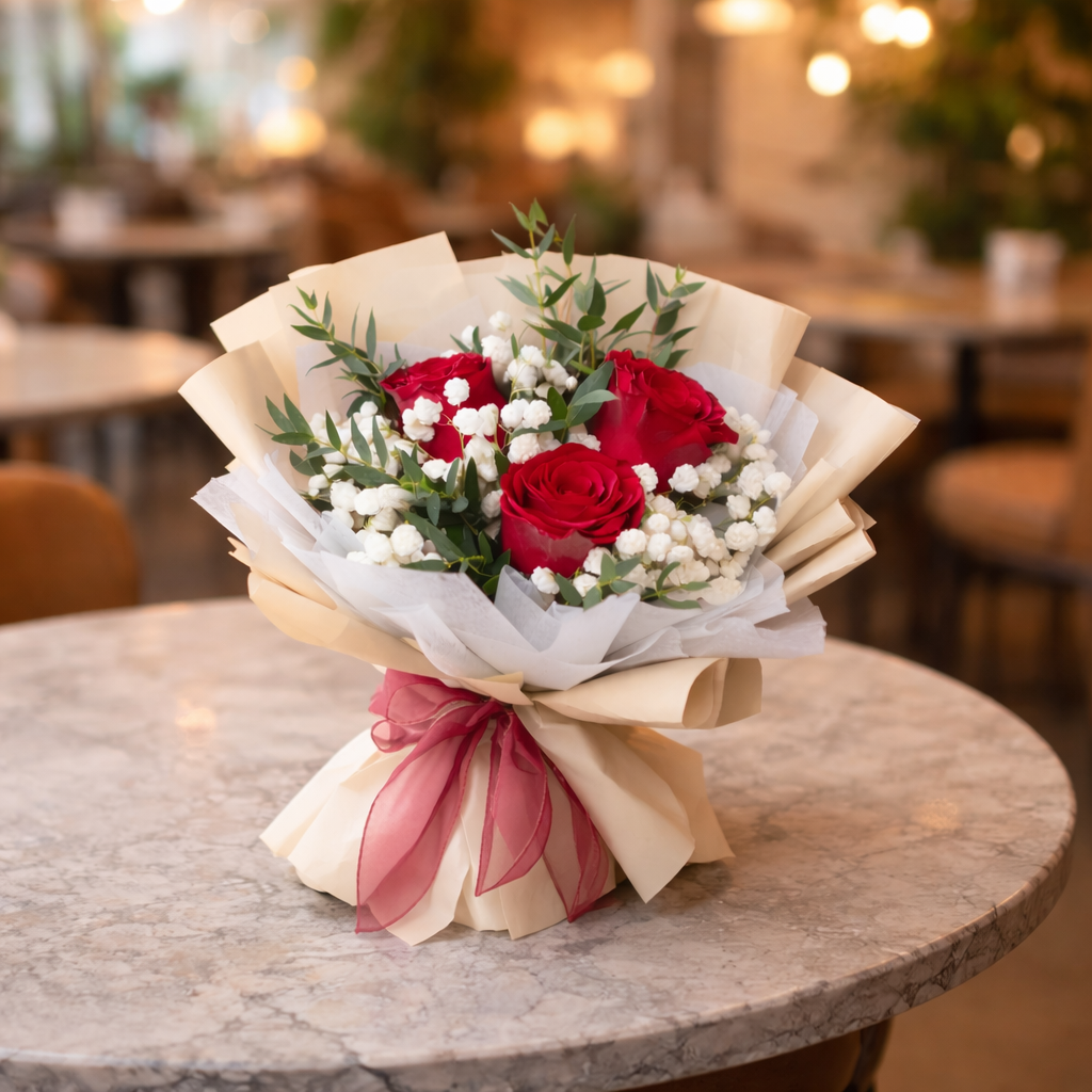 Scarlet Sigh (Roses, Baby's Breath) | Flower Bouquet