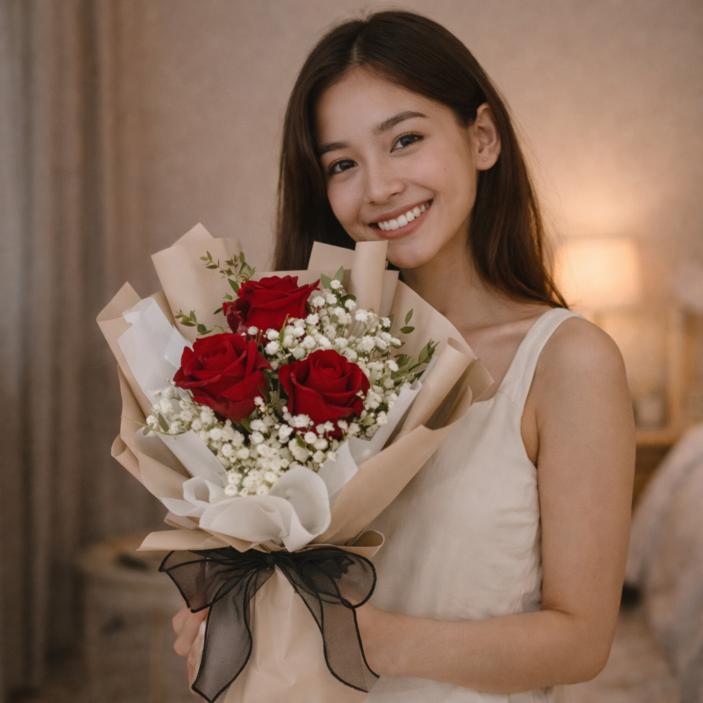 Scarlet Sigh (Roses, Baby's Breath) | Flower Bouquet