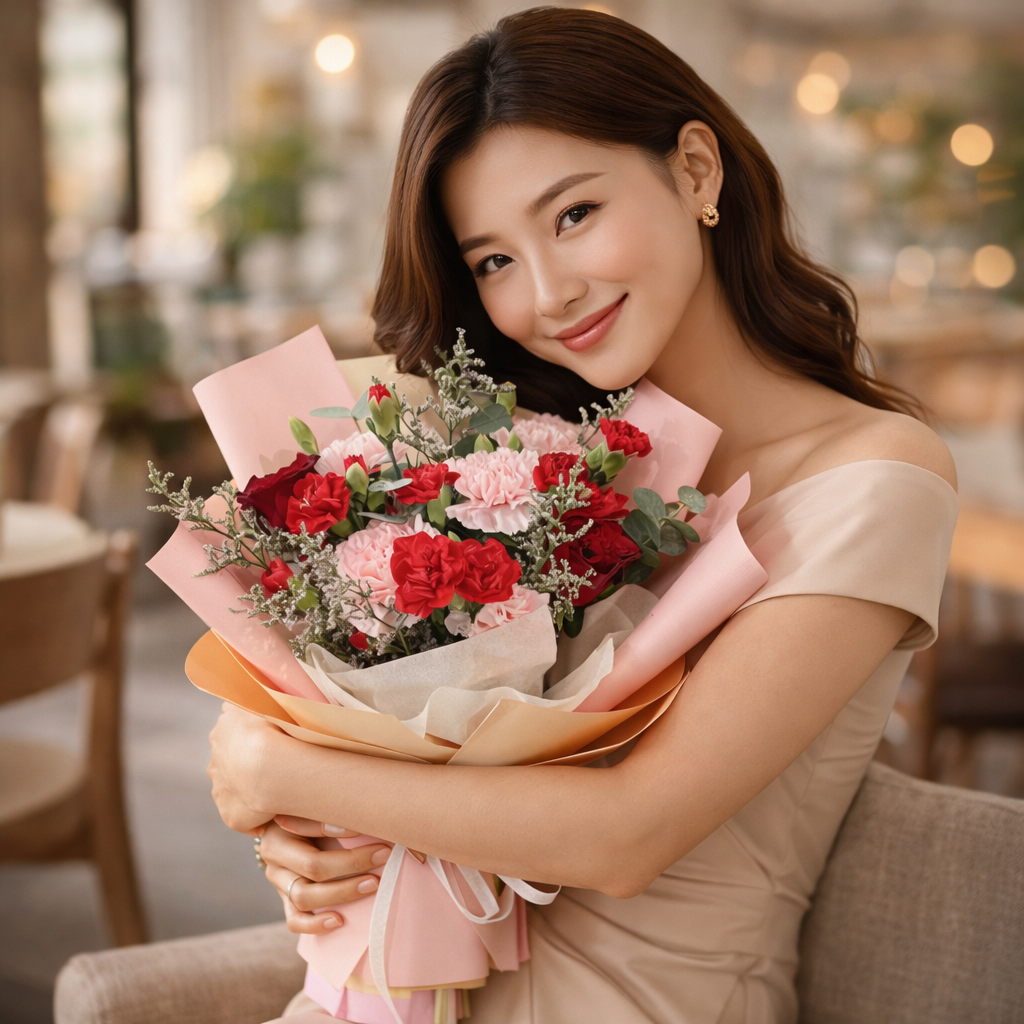 Scarlet Meadow (Carnations, Lavender) | Fresh Flower Bouquet