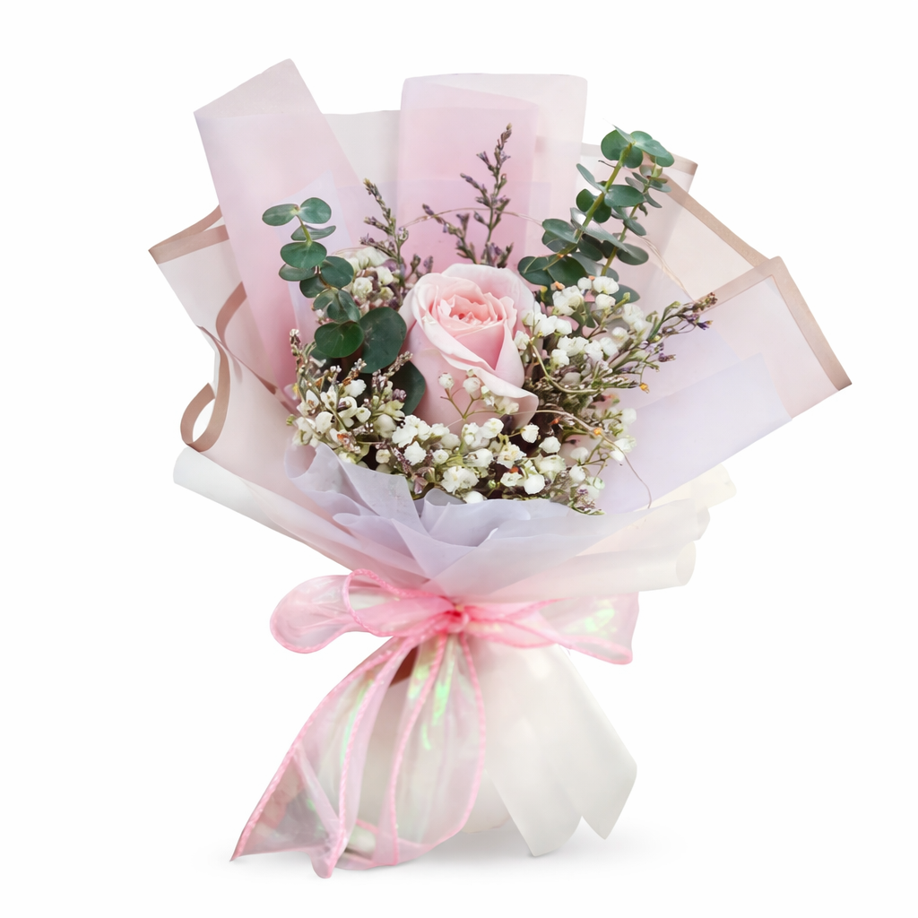 Serene Gesture (Roses, Baby's Breath, Lavender) | Fresh Bouquet