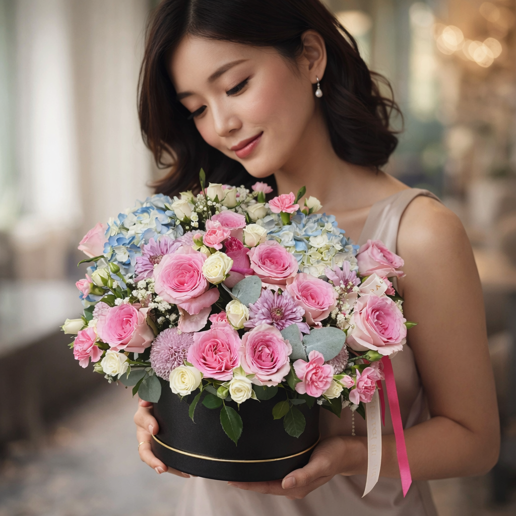 Serene Sonata (Roses, Carnations, Hydrangeas) | Gift Box