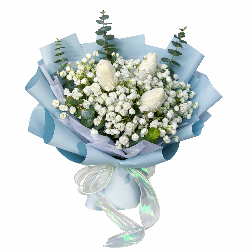 Snow Whisper (Tulips, Baby's Breath) | Flower Bouquet