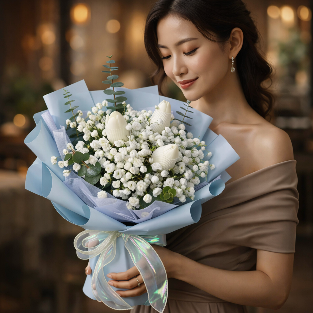 Snow Whisper (Tulips, Baby's Breath) | Flower Bouquet