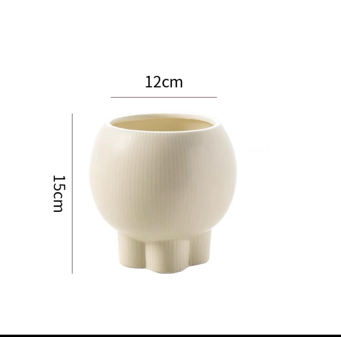 Stripped White Clay Pot