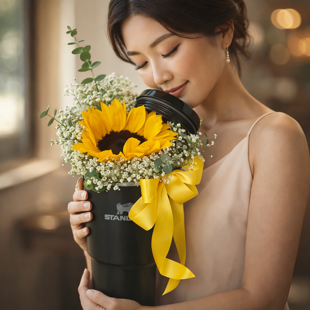 Sunlit Sip (Sunflowers, Baby's Breath, Eucalyptus Leaves) | Flower Box