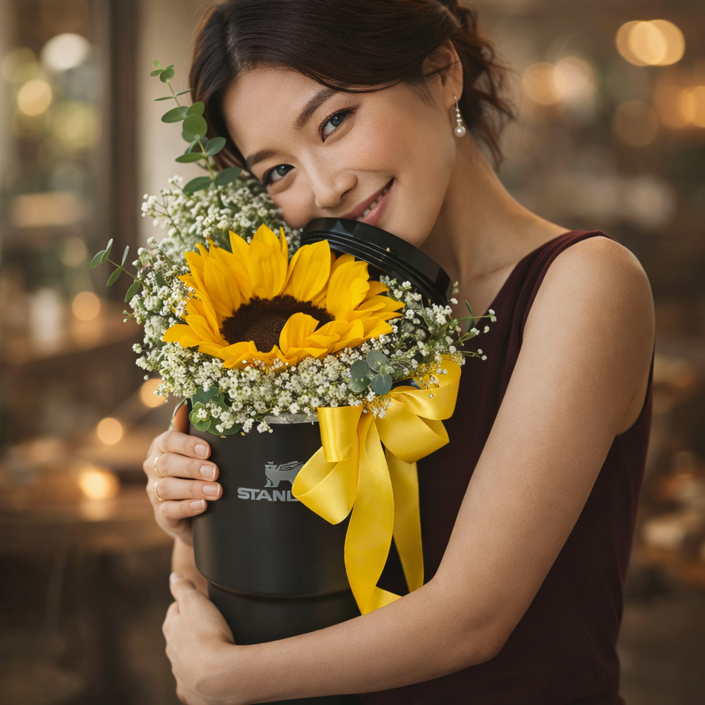 Sunlit Sip (Sunflowers, Baby's Breath, Eucalyptus Leaves) | Flower Box
