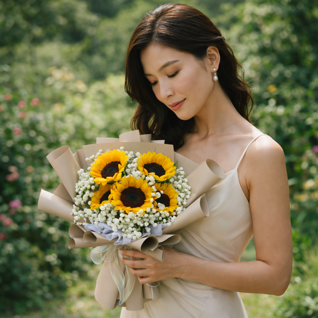 Sunny Whispers (Sunflowers. Baby's Breath) | Flower Bouquet