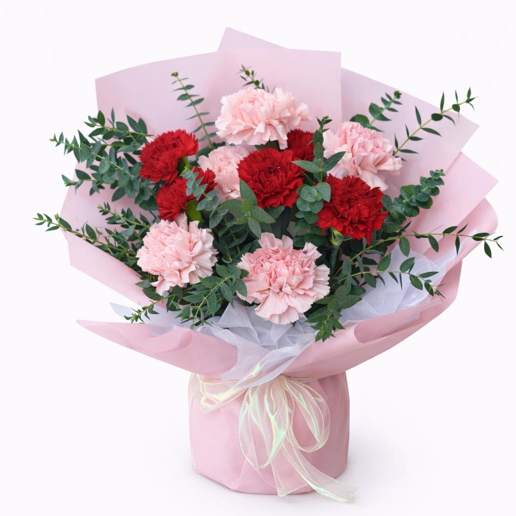 Velvet Picnic (Carnations, Eucalyptus) | Fresh Flower Bouquet