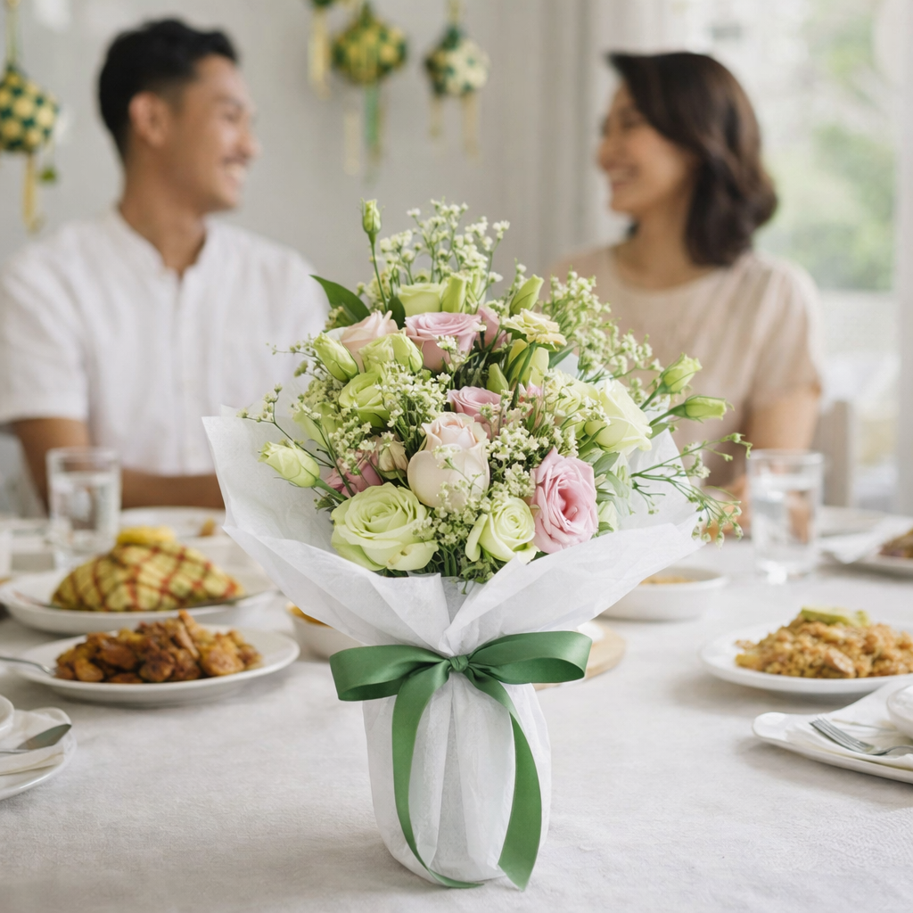 Verdant Whisper (Rose, Eustoma) | Hari Raya Flowers