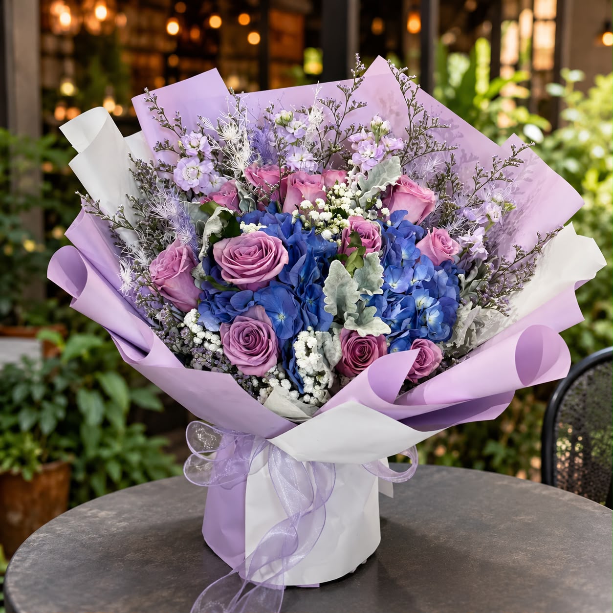 Enchanted Blue (Roses, Hydrangea) | Fresh Flower Bouquet