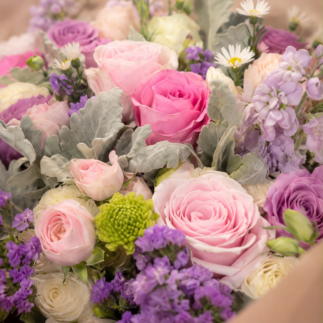 Lavender Blush (Roses, Eustoma, Statice) | Fresh Flower Bouquet