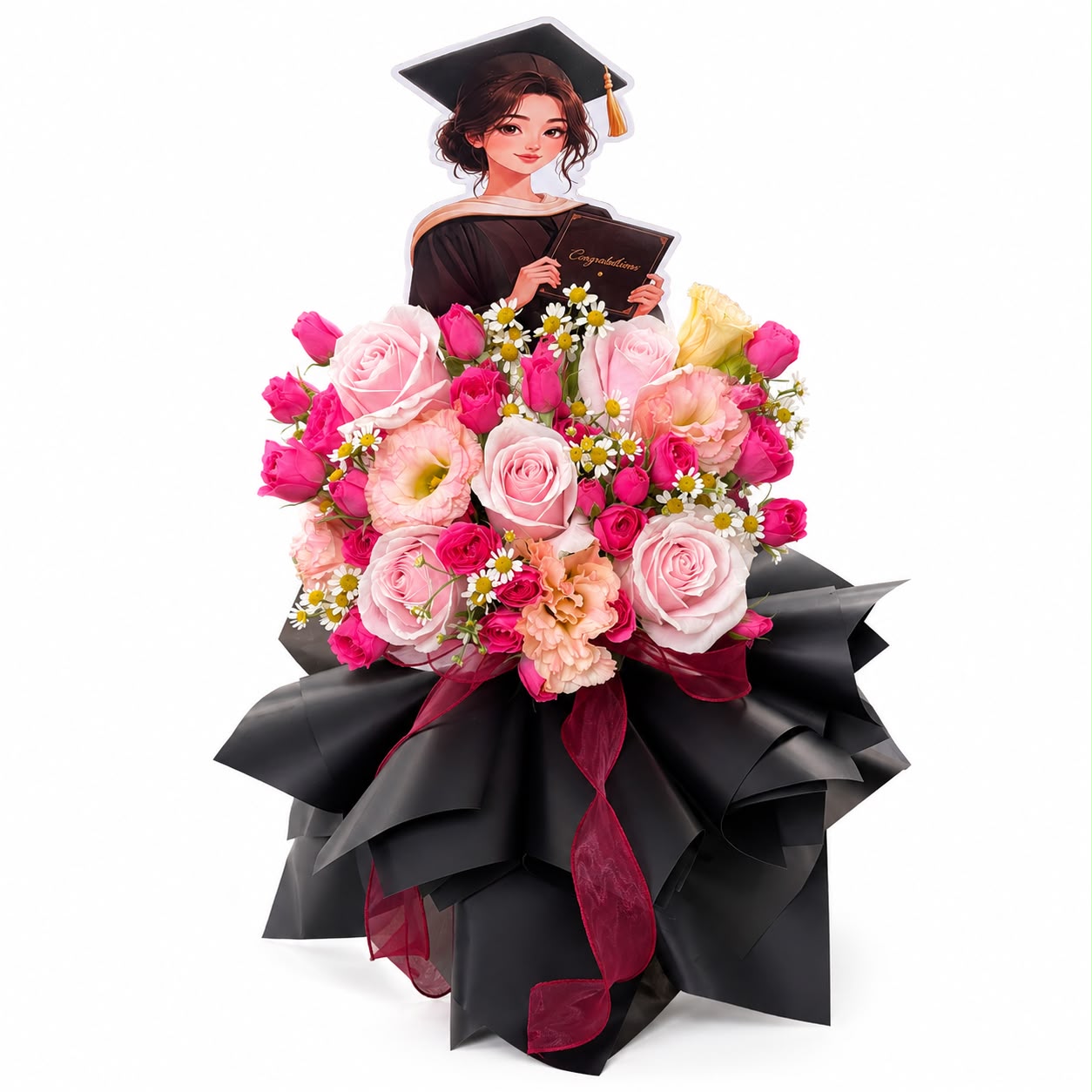 Dreams in Bloom (Roses, Eustoma, Chamomile) | Fresh Flower Bouquet