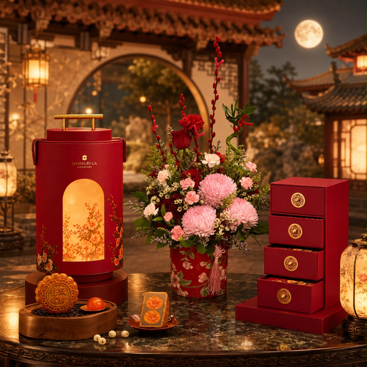 Shangri-La Mooncake & Fresh Flower Bloom Box – Mid-Autumn Singapore