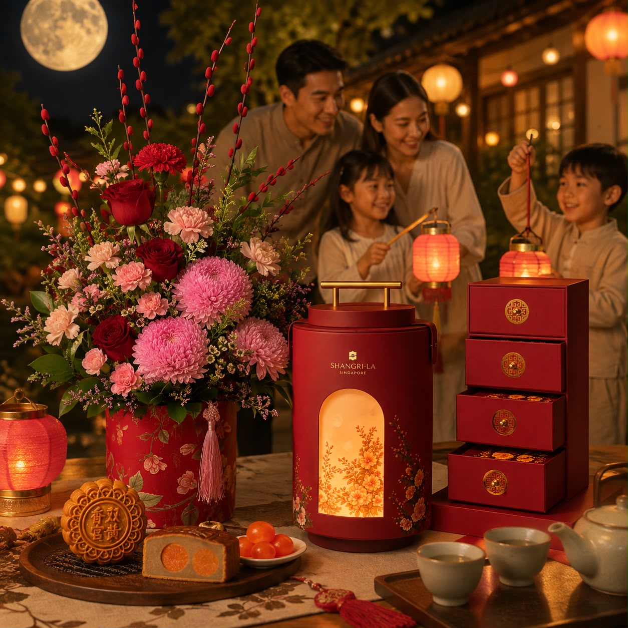 Shangri-La Mooncake & Fresh Flower Bloom Box – Mid-Autumn Singapore