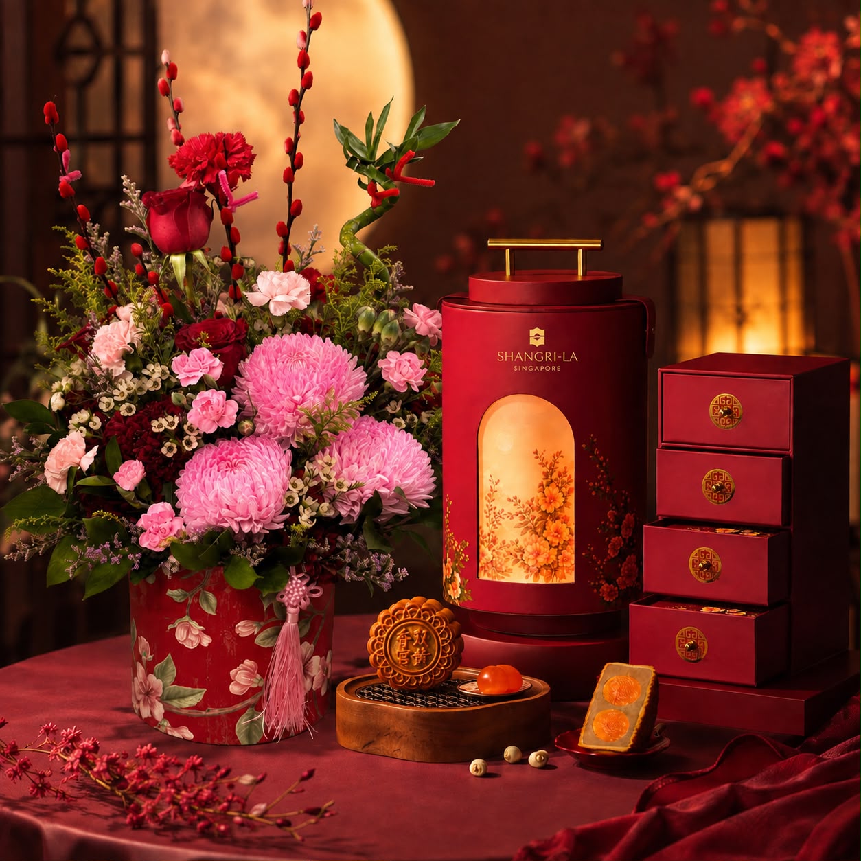 Shangri-La Mooncake & Fresh Flower Bloom Box – Mid-Autumn Singapore