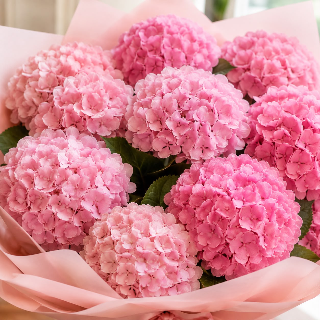 Blushing Pink Hydrangea – 10 Stalks | Fresh Flower Bouquet