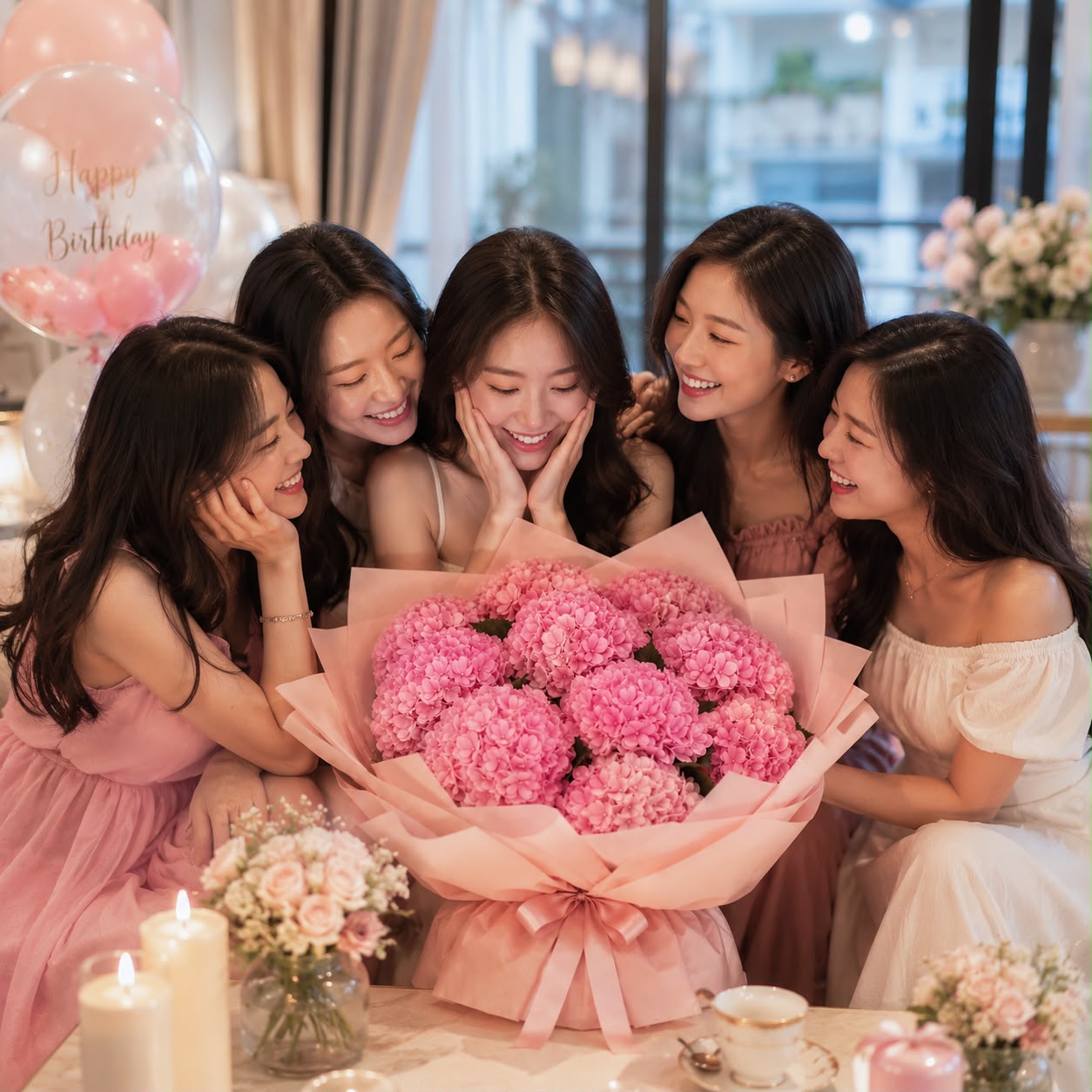 Blushing Pink Hydrangea – 10 Stalks | Fresh Flower Bouquet