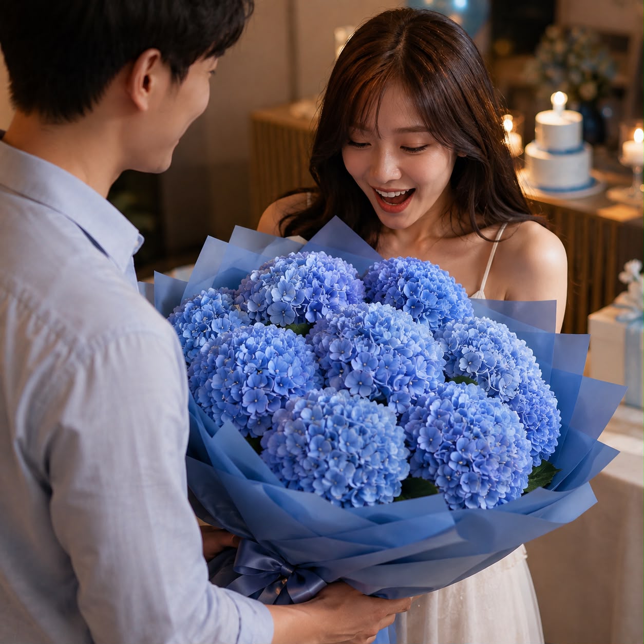 Blue Hydrangea Serenity – 10 Stalks | Fresh Flower Bouquet