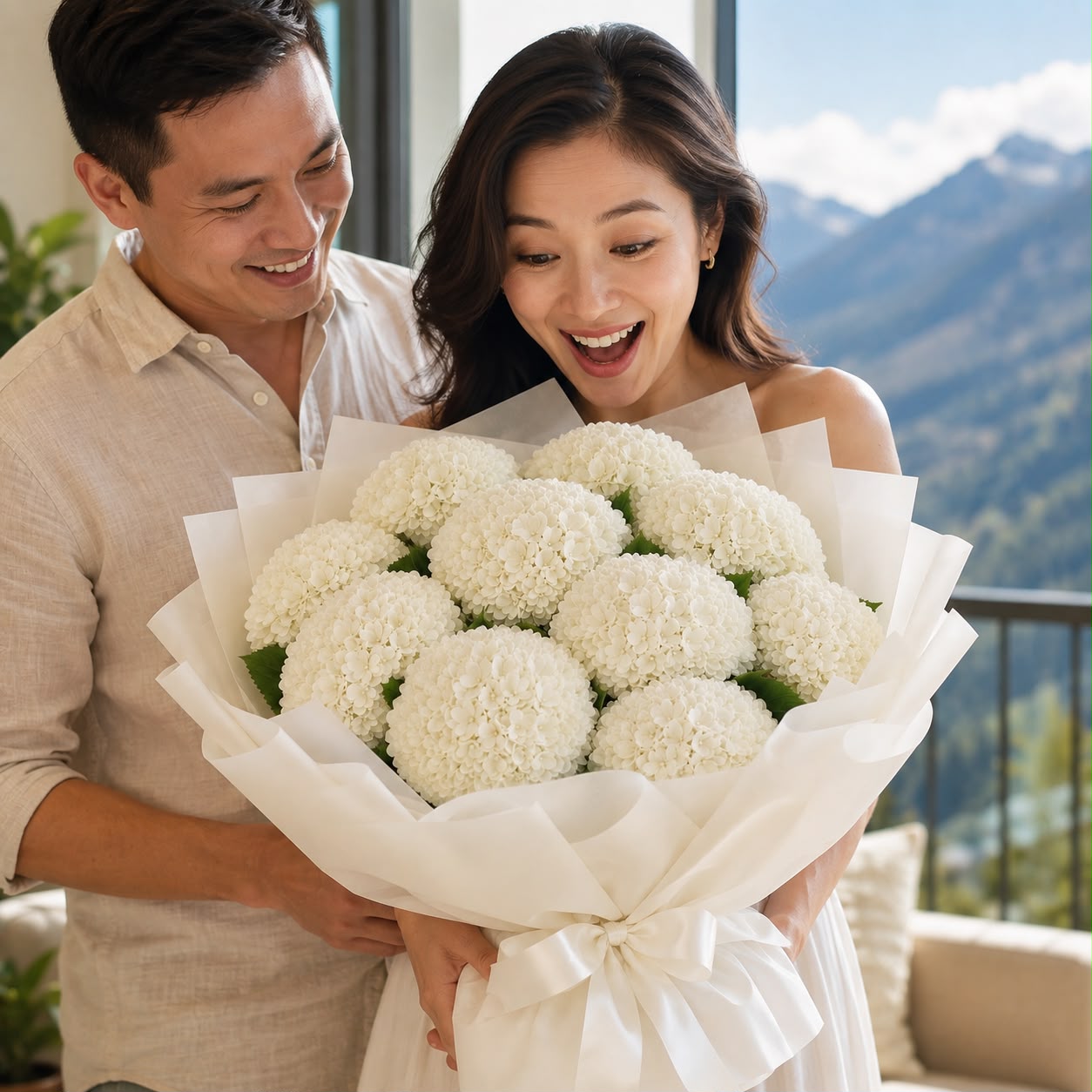 Pure Hydrangea Elegance – 10 Stalks | Fresh Flower Bouquet