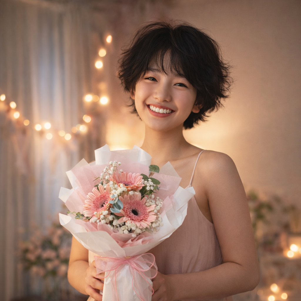 Whispering Petals (Gerbera, Baby's Breath) | Fresh Bouquet