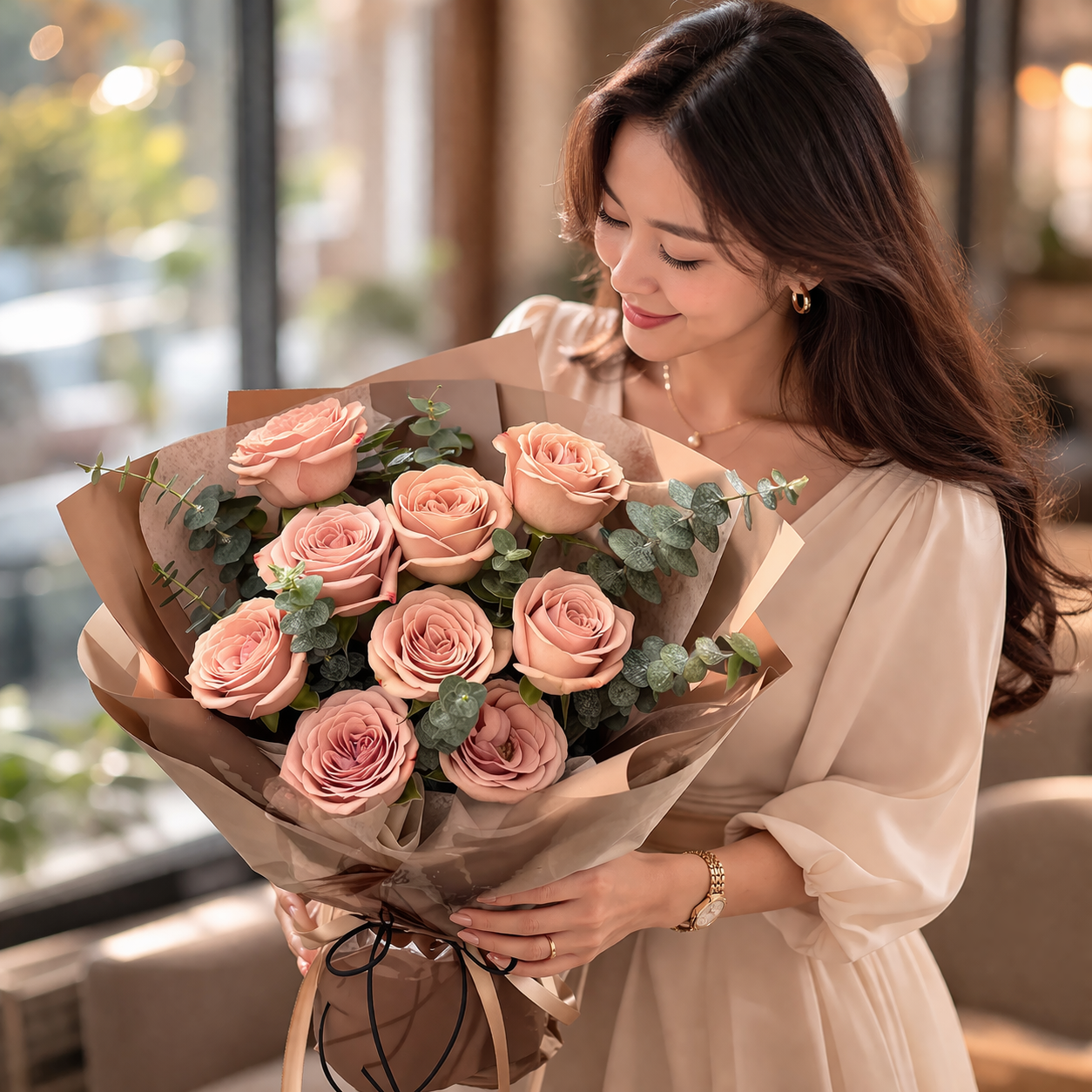 Mocha Embrace (Roses) | Flower Bouquet