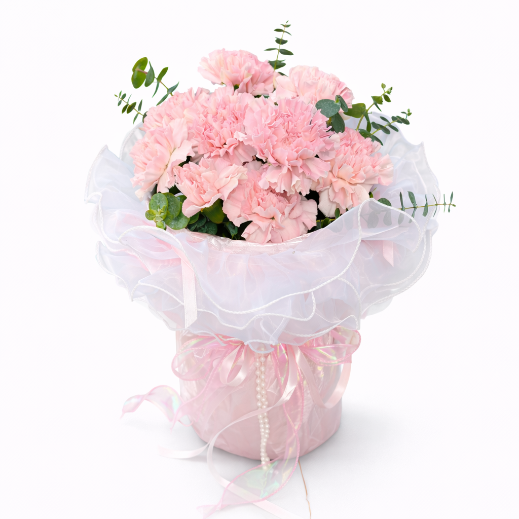 Petite Meringue (Carnations, Eucalyptus) | Fresh Flower Bouquet