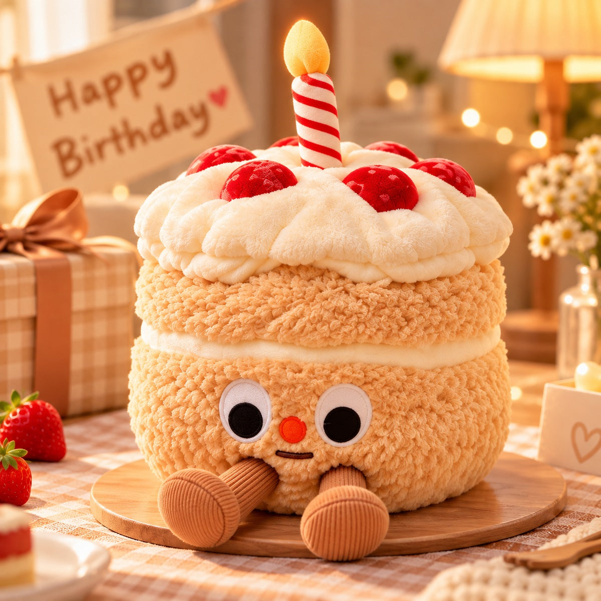 Planting Spring Union Birthday Cake Plush Lamp – Singing Happy Birthday Cake Soft Toy | Cute