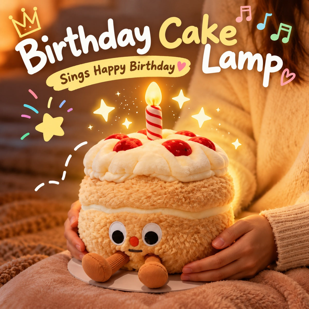 Birthday Cake Plush Lamp – Singing Happy Birthday Cake Soft Toy | Cute Birthday Gift
