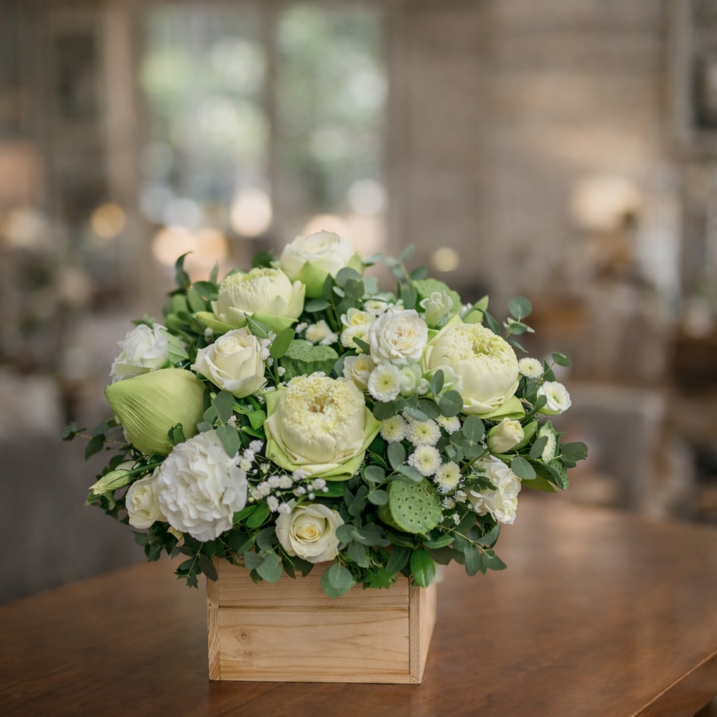 Serenity Bloom (Lisianthus, Lotus, Baby's Breath) | Fresh Bouquet