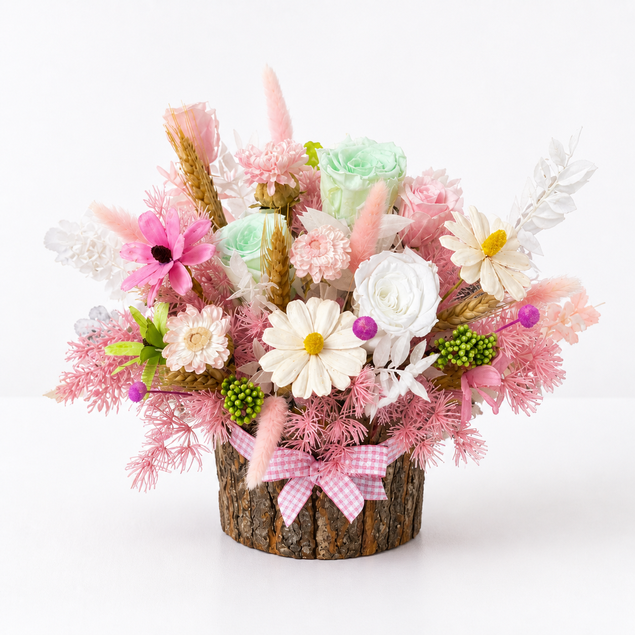 Meadow Whisper (Blue Roses, Pink Roses, Daisies) | Preserved Bouquet