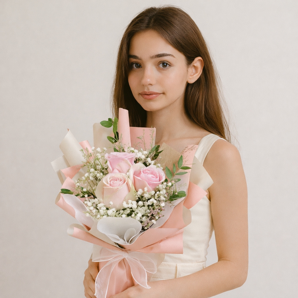 Dew Petals (Roses. Baby's Breath) | Fresh Bouquet