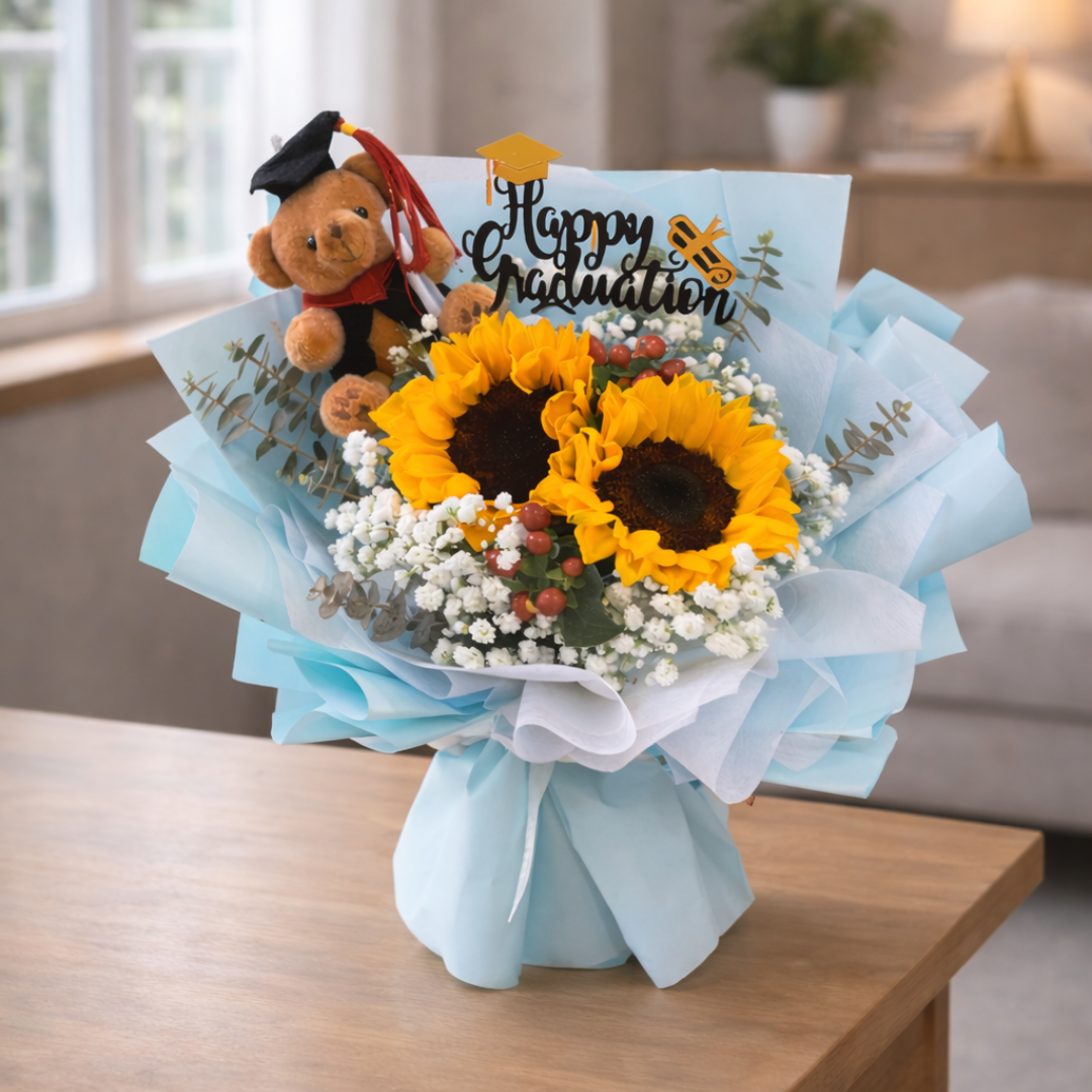 Sunshine Honor (Sunflowers, Roses, Baby's Breath) | Flower Bouquet