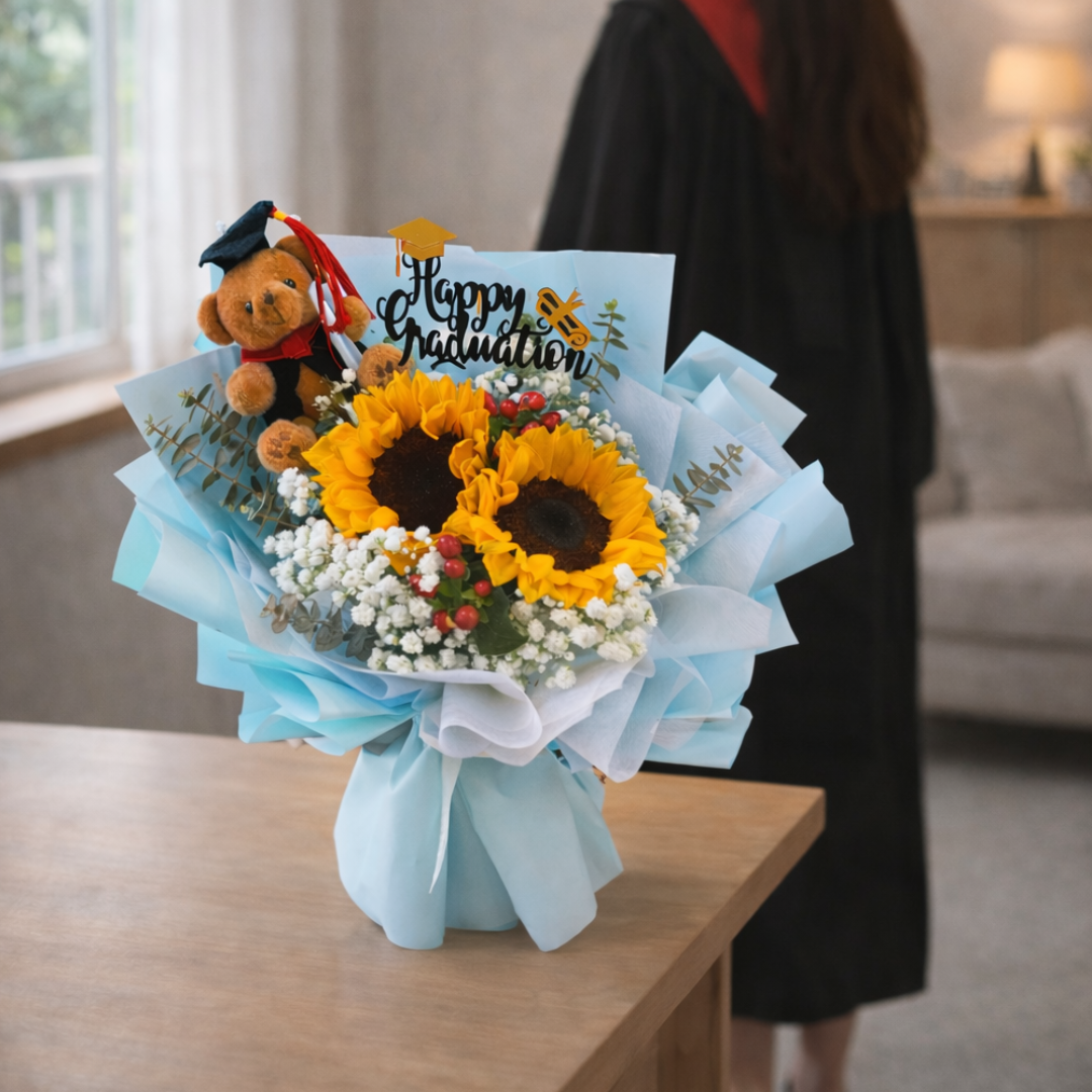 Sunshine Honor (Sunflowers, Roses, Baby's Breath) | Flower Bouquet