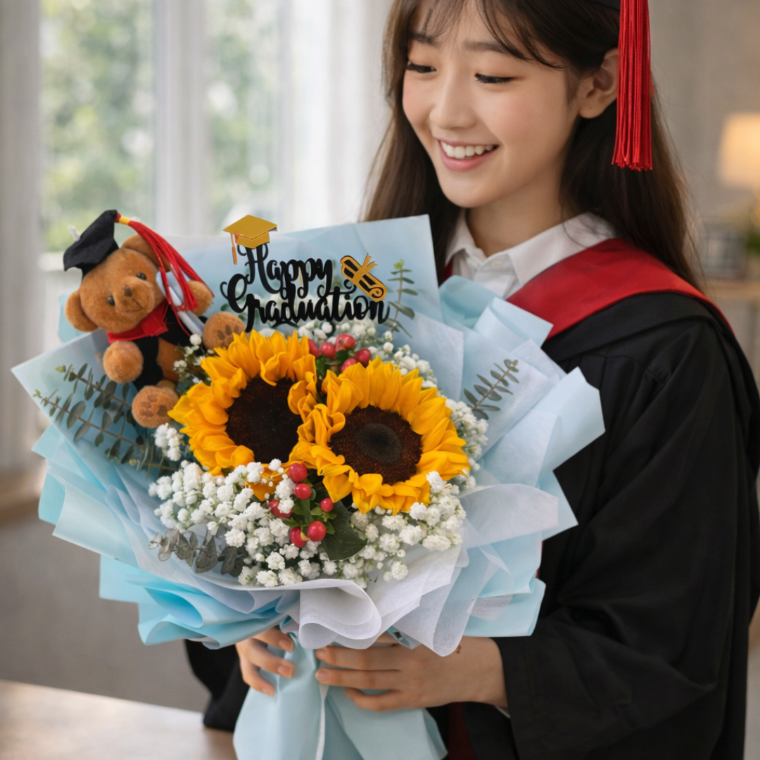 Sunshine Honor (Sunflowers, Roses, Baby's Breath) | Flower Bouquet